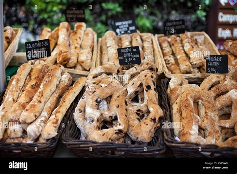 Fresh Bread Selection In Farmers Market In Provence France Stock Photo