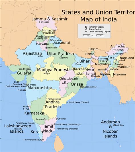 India Capitals Map