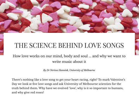 The Science Behind Love Songs How Love Works On Our Mind Body And Soul