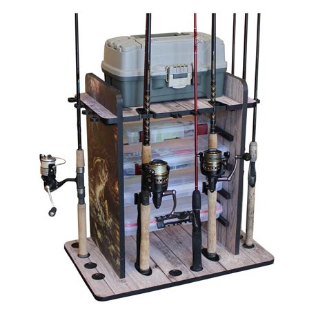 Rush Creek Creations 14 Fishing Rod Rack With 4 Utility Box Storage