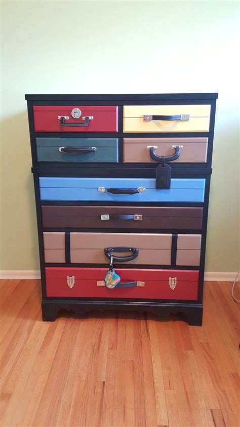 Old Brown Dresser Turned Into Stacked Suitcase Dresser How To