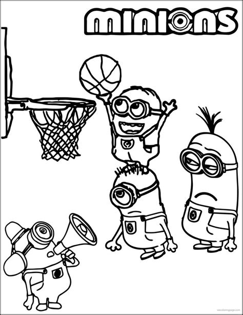Meanwhile, you can choose the ones available in this post, like micky showing off his baseball bat and some other sports gear images. Minion Playing Basketball Coloring Pages | Sports coloring ...