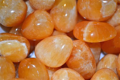 Beautiful Tumbled Orange Calcite Healing Gemstone Tumbled Stones