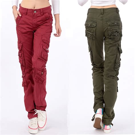 2019 New Spring Summer Women Cargo Pants With Pockets Army