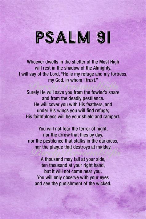 Psalm 91 Printable Psalm 91 Kjv Bible Verse Wall Art Purple Etsy Porn Sex Picture