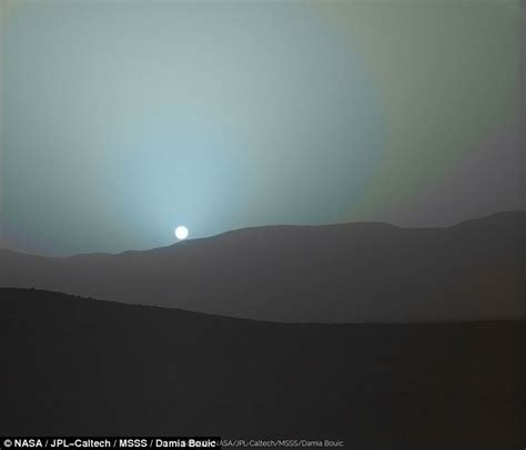 Curiosity Rover Captures Mars Blue Sky As Our Star Sets On Its Horizon