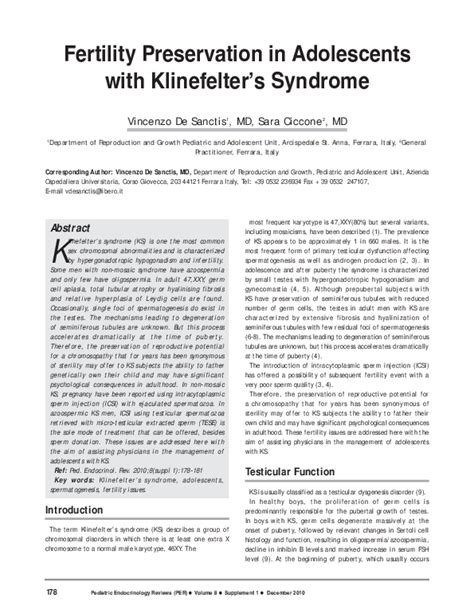 pdf fertility preservation in adolescents with klinefelter s syndrome sara ciccone