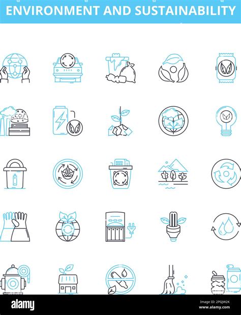 Environment And Sustainability Vector Line Icons Set Environment