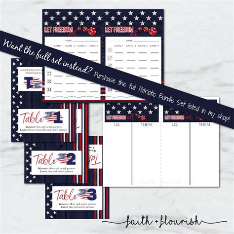 Printable Patriotic Bunco Score Card Sheet Red White And Blue Etsy España