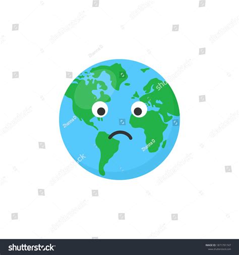Sad Earth Planet Isolated On White Stock Vector Royalty Free 1871791747