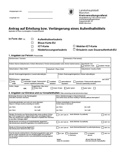 Diese sätze sind von externen quellen und können mitunter fehler enthalten. Antrag Auf Aufenthaltstitel, Deutsch-Englisch , Stand August 2017, Beschreibbar-1