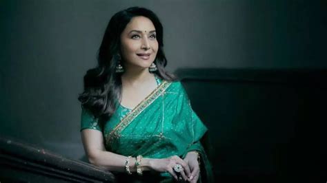 Madhuri Dixit Switches On Her Traditional Mode In Green Bandhej Saree
