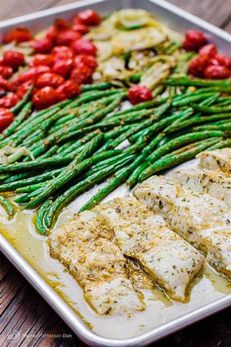 1 lb fresh french beans. One pan Mediterranean Baked Halibut Recipe with Vegetables ...