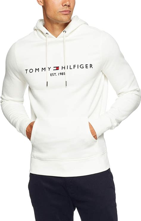 tommy hilfiger men s pullover hoodie white medium uk clothing