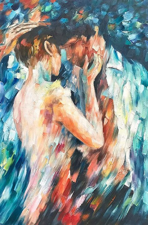 Lovers Abstract Painting Oil Painting On Canvas Signed Etsy Uk