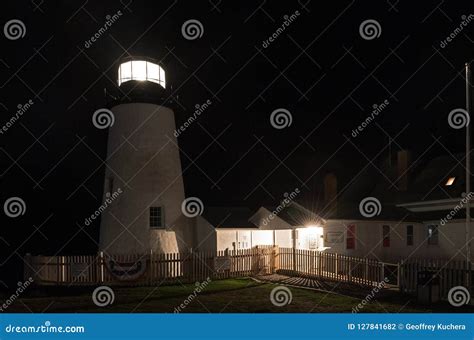 Foggy Night Pemaquid Point Lighthouse Stock Photo Image Of Bristol