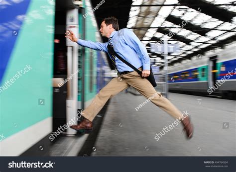Businessman Running Catch Train Stock Photo 494764504 Shutterstock