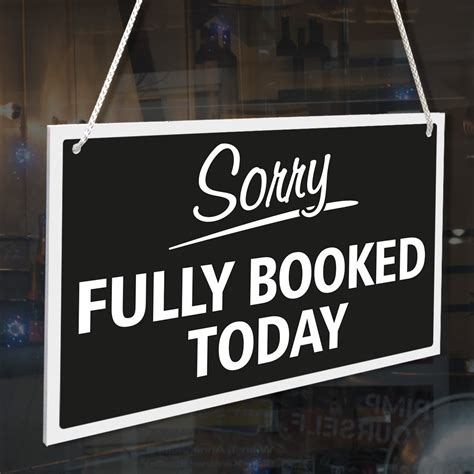 Sorry Fully Booked Today 3mm Rigid 140mm X 230mm Sign Shop Window Door 21 Colours Etsy