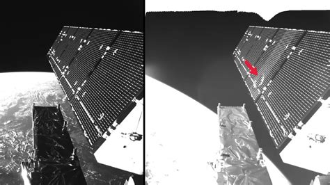 Impact Of A Space Debris Particle On The Solar Panel Of The Sentinel 1