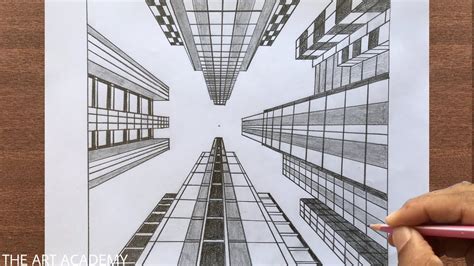 How To Draw One Point Perspective Skyscraper Buildings In 2020
