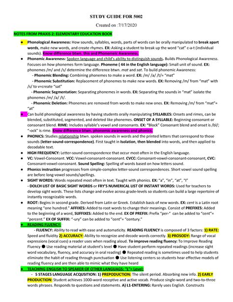 5002 Praxis Study Guide Kellys Notes Study Guide For 5002 Created