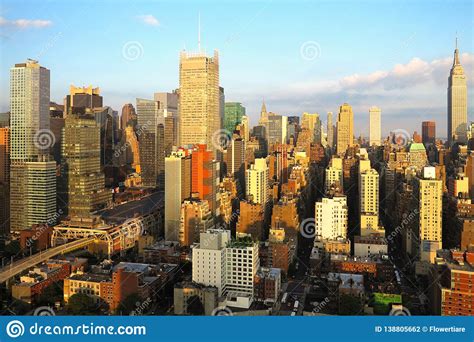 Aerial And Panorama View Of Skyscrapers Of New York City Manhattan