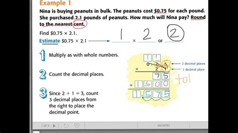 Multiply the numbers just as if they were whole numbers. Multiply Decimals - YouTube