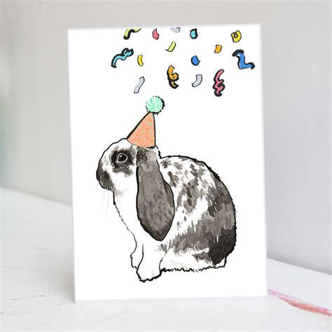 Bunny Rabbit Birthday Card Bunny Card Rabbit Card Etsy