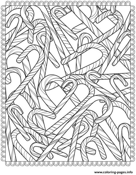 The candy cane is a hard candy whose traditional shape has a white color decorated with red spiral lines and is flavored with mint. Candy Canes Christmas Adult Coloring Pages Printable