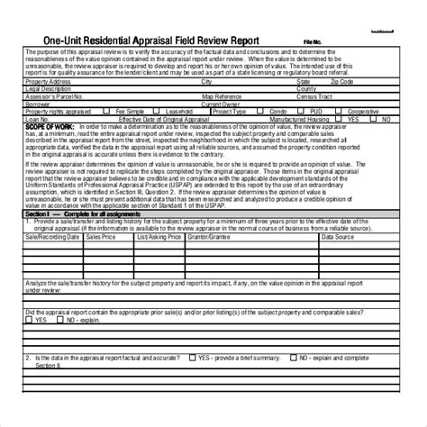 Free 12 Sample Appraisal Review Forms In Pdf Ms Word Xls