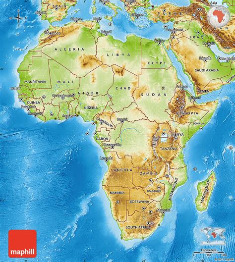 Labeled Physical Map Of Africa Map