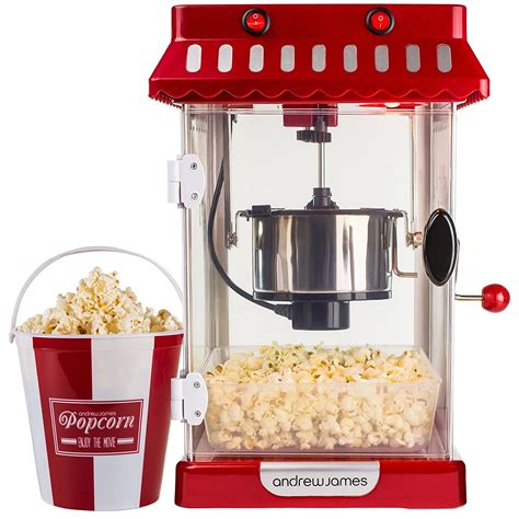 Andrew James Popcorn Maker Machine Retro Style Hot Air Popcorn Maker
