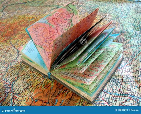 Opened Old Atlas Book On The Spread Map Stock Image Image 18202291