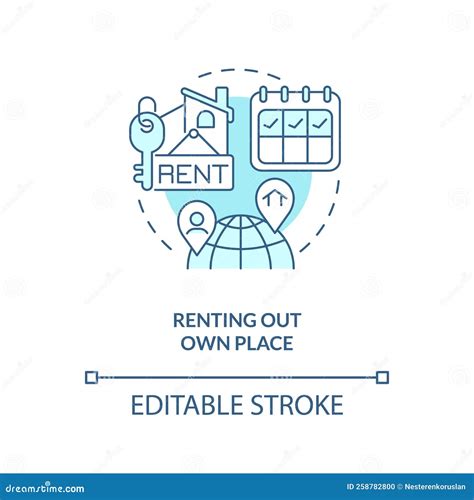 Renting Out Own Place Turquoise Concept Icon Stock Vector