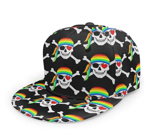 Baseball Cap Gay Pride Rainbow LGBT Skull Head Trucker Hat Plaid Flat