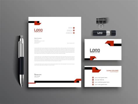 Premium Vector Red Professional Business Branding Stationery Set