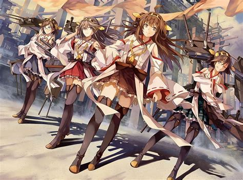 Kongou Fleet Kancolle Haruna Fleet Girls Hiei Kongou Kantai Collection Hd Wallpaper Peakpx