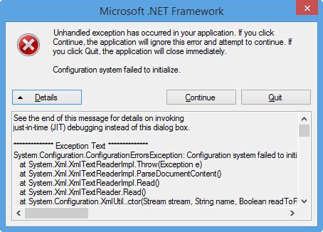 C Configuration System Failed To Initialize Exception In Windows Forms Stack Overflow