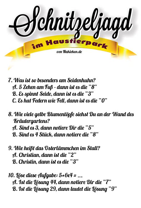 Alle nötigen materialien sind fertig im produkt enthalten; Sagenhafte Schnitzeljagd im Haustierpark Werdum selber machen