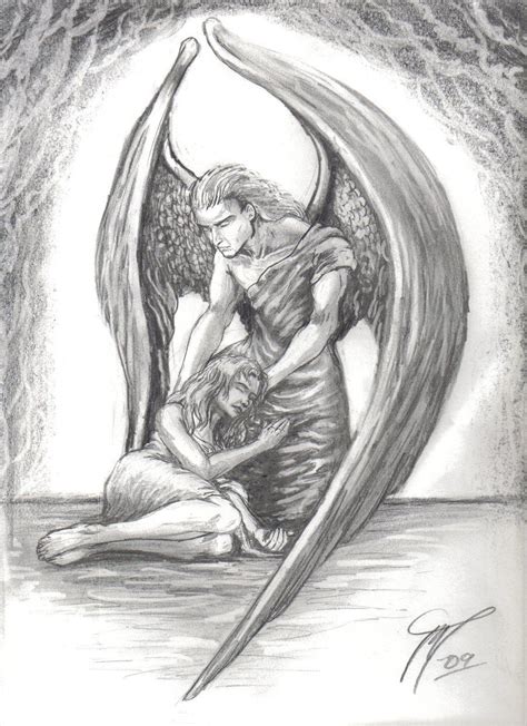 Guardian Angel Angel Drawing Tears Art Angel Sketch