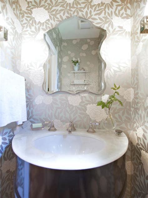 Glamorous Powder Room With Silver Floral Wallpaper Hgtv