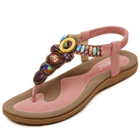 bohemian women sandals gemstone beaded slippers summer beach sandals women flip flops ladies