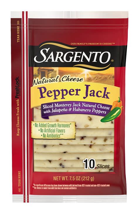 Sargento Natural Sliced Pepper Jack Cheese 7 5 Oz 10 Ct Walmart Com