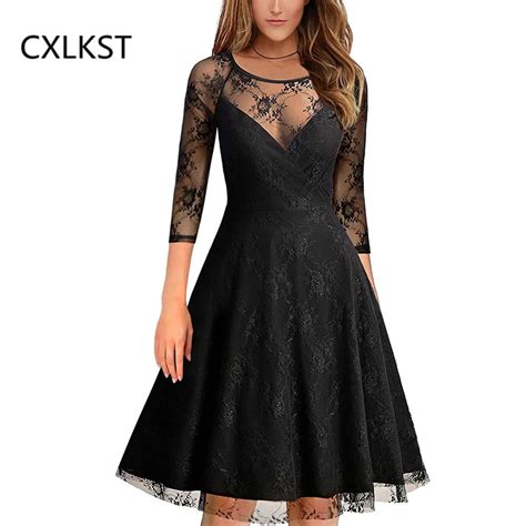 Cxlkst Womens Summer Elegant 34 Sleeve Sexy Floral Lace See Through