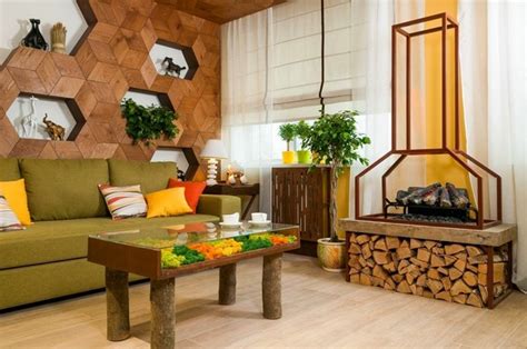 Naturalistic Yellow And Green Living Room With Summer Mood