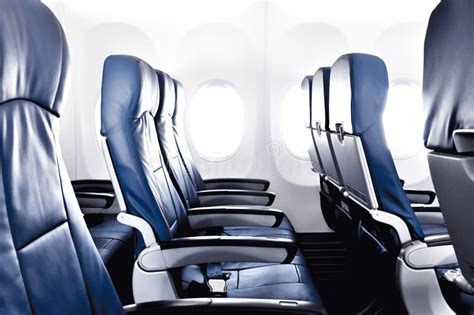 Empty Airplane Seats Economy Or Coach Class Stock Image Image Of