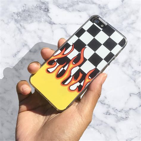Checkerboard Flame Iphone 12 Case Iphone 11 Case Aesthetic Etsy