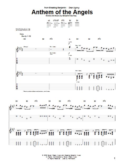 Anthem Of The Angels Sheet Music Breaking Benjamin Guitar Tab