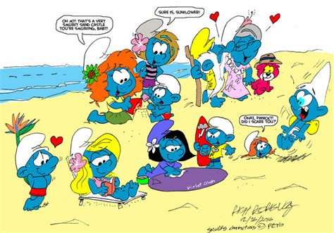 Smurfs At The Beach Color By Newportmuse On Deviantart