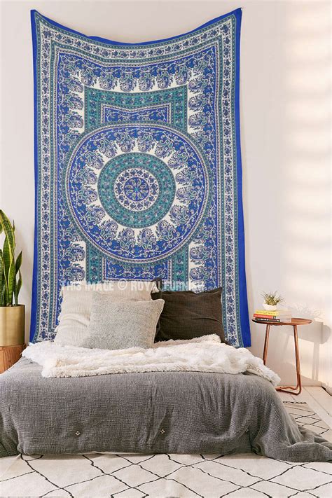Be sure that the width of your fabric is not wider than the length of your dowel, as the dowel is what you will use to hang the tapestry. Twin Size Blue Indian Handloom Mandala Tapestry Wall ...